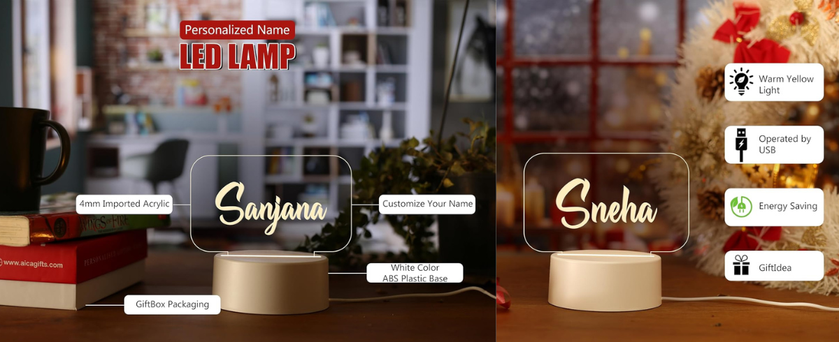 Aica Personalized Name LED Night Table Lamp